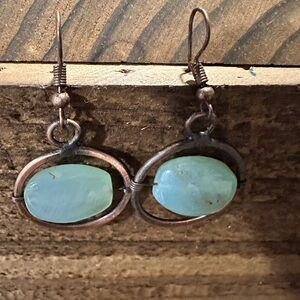 Handcrafted Boho Banjara Copper Arcs Necklace with Aventurine Stone, Gift Box